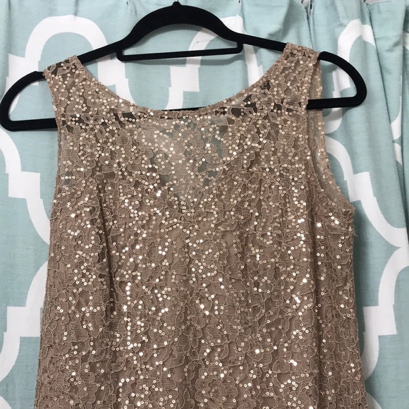 Ignite Sequin Lace Taupe Ball Gown - Picture 5 of 7